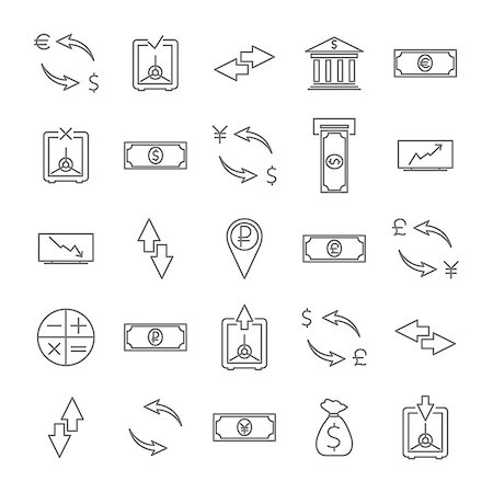 Icons finances of thin lines isolated on white background third part, vector illustration. Stockbilder - Microstock & Abonnement, Bildnummer: 400-08374762
