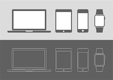 simsearch:400-07309242,k - Vector illustration of different display devices icons Stock Photo - Budget Royalty-Free & Subscription, Code: 400-08374772
