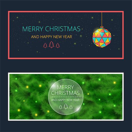 deniskolt (artist) - Merry Christmas cards or banners set design. Vector illustration Foto de stock - Royalty-Free Super Valor e Assinatura, Número: 400-08374827