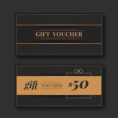 deniskolt (artist) - Gift voucher vector template. Elegant black and gold design. Foto de stock - Royalty-Free Super Valor e Assinatura, Número: 400-08374831