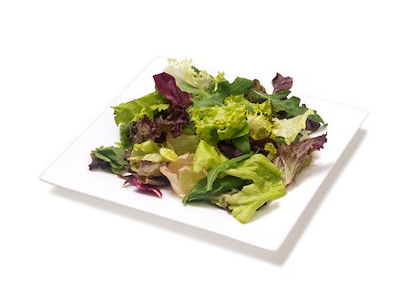 simsearch:400-06485512,k - Mixed salad of fresh herbs basil arugula lettuce on a square salad bowl isolated on white background Stock Photo - Budget Royalty-Free & Subscription, Code: 400-08375172