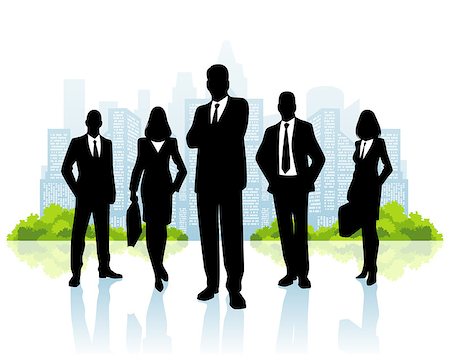 simsearch:400-06567931,k - Vector illustration of a business team on city background Stock Photo - Budget Royalty-Free & Subscription, Code: 400-08375212