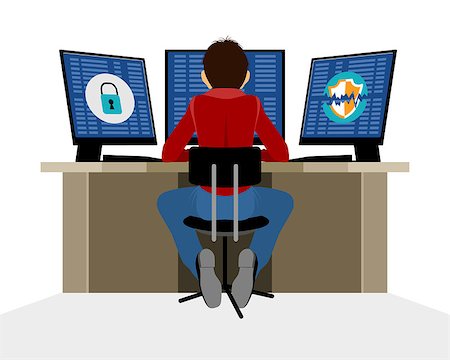 simsearch:400-08408734,k - Vector illustration of a information security expert Stockbilder - Microstock & Abonnement, Bildnummer: 400-08375213