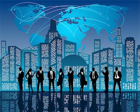 simsearch:400-06567931,k - Vector illustration of a business team on city background Stock Photo - Budget Royalty-Free & Subscription, Code: 400-08375223