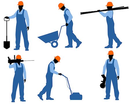 silhouette as carpenter - Vector illustration of a six workers silhouettes Stock Photo - Budget Royalty-Free & Subscription, Code: 400-08375277
