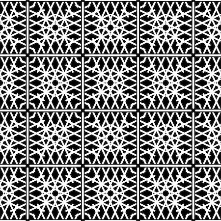 simsearch:400-08675660,k - Tile black and white vector pattern or decoration wallpaper background Stock Photo - Budget Royalty-Free & Subscription, Code: 400-08375469