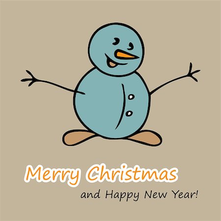 Christmas and New Year postcard with a Snowman. Vector illustration Photographie de stock - Aubaine LD & Abonnement, Code: 400-08375813