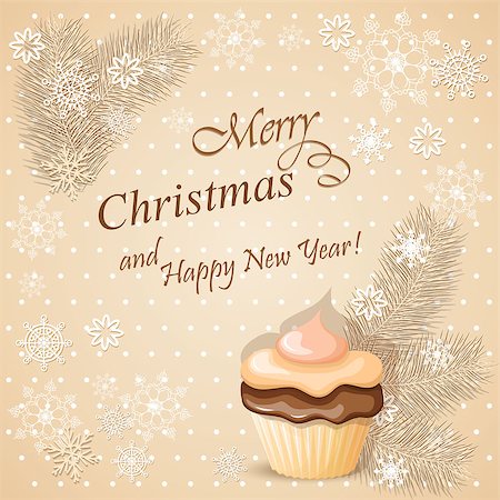 simsearch:400-08299399,k - vector illustration christmas card with cupcake - eps10 Stockbilder - Microstock & Abonnement, Bildnummer: 400-08376147