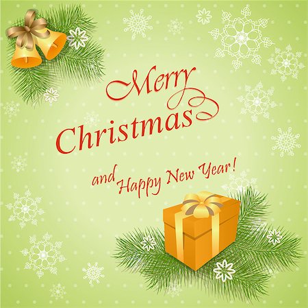 simsearch:400-08299399,k - vector illustration christmas card with gift and bells - eps10 Stockbilder - Microstock & Abonnement, Bildnummer: 400-08376175