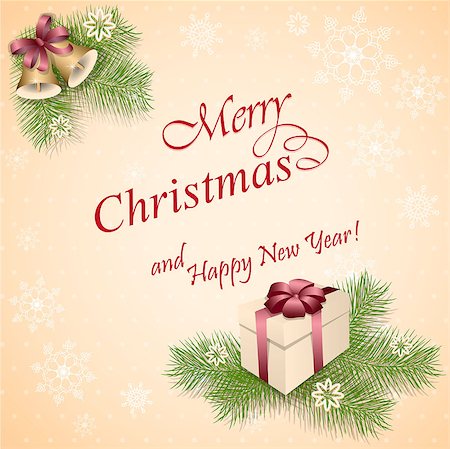 simsearch:400-08299399,k - vector illustration christmas card with gift and bells - eps10 Stockbilder - Microstock & Abonnement, Bildnummer: 400-08376176