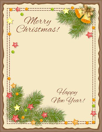 simsearch:400-08299399,k - Vector illustration christmas cardmaking with  bells and sprig christmas tree. eps10 Stockbilder - Microstock & Abonnement, Bildnummer: 400-08376177