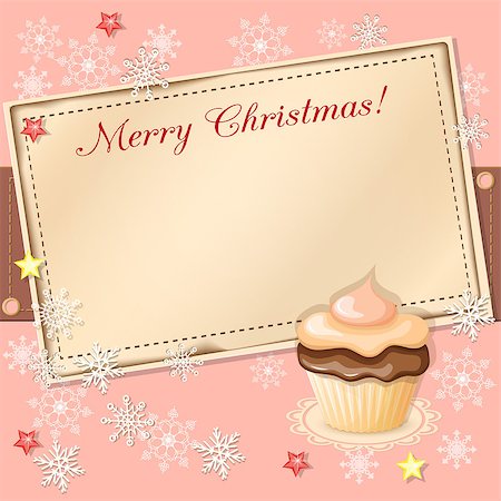 simsearch:400-08299399,k - Christmas concept with craft card and cupcake. EPS 10. Stockbilder - Microstock & Abonnement, Bildnummer: 400-08376178