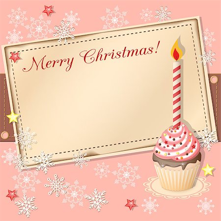 simsearch:400-08299399,k - Christmas concept with craft card and cupcake. EPS 10. Stockbilder - Microstock & Abonnement, Bildnummer: 400-08376179