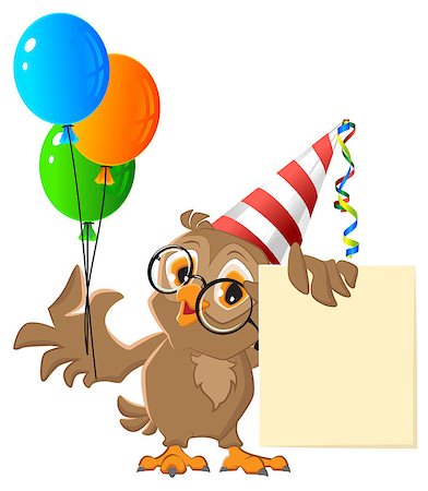 Owl holding balloons. Carnival. Illustration in vector format Photographie de stock - Aubaine LD & Abonnement, Code: 400-08376218