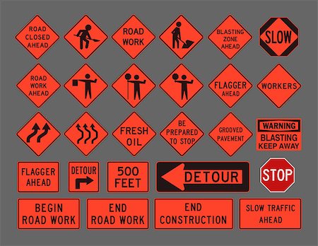 simsearch:400-04485428,k - Vector illustration of differents Workers, construction road signs Foto de stock - Super Valor sin royalties y Suscripción, Código: 400-08376266