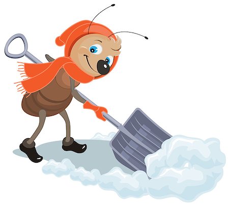 Ant removes snow shovel. Snow clearance. Illustration in vector format Foto de stock - Royalty-Free Super Valor e Assinatura, Número: 400-08376274