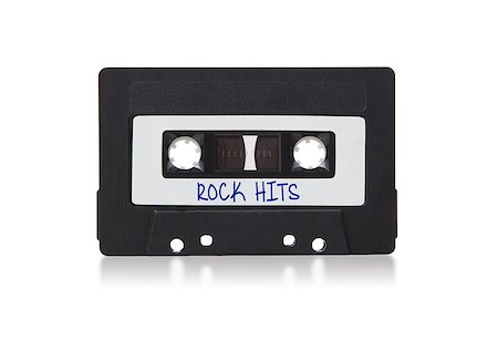 simsearch:400-05904692,k - Vintage audio cassette tape, isolated on white background, rock hits Stock Photo - Budget Royalty-Free & Subscription, Code: 400-08376277