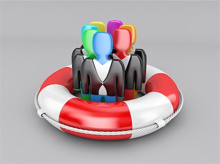 Illustration of people with lifebuoy on a dark background Stock Photo - Budget Royalty-Free & Subscription, Code: 400-08376361