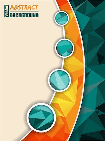 diamond background - Abstract turquoise brochure with light and dark polygons and orange transparent stripe Stock Photo - Budget Royalty-Free & Subscription, Code: 400-08376513