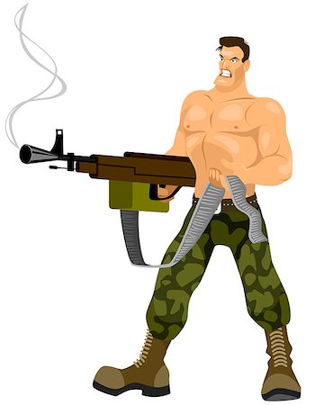 simsearch:400-07257066,k - Vector illustration of a commando with machine gun Stock Photo - Budget Royalty-Free & Subscription, Code: 400-08376557