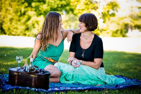 senior woman and daughter fall - caucasian mother and daughter together in the park Stock Photo - Budget Royalty-Free & Subscription, Code: 400-08376951