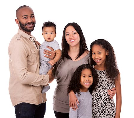 simsearch:695-05773921,k - casual young mixed family on white isolated background Photographie de stock - Aubaine LD & Abonnement, Code: 400-08377008