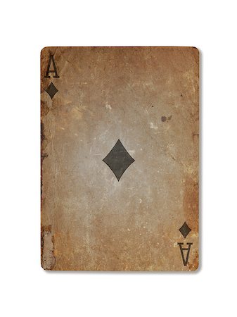 Very old playing card isolated on a white background, ace of diamonds Stockbilder - Microstock & Abonnement, Bildnummer: 400-08377260