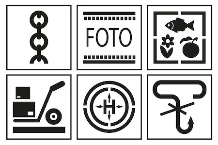 Signs on packaging. Logistic icon for box. Packaging Box Symbols. Isolated on white vector illustration Foto de stock - Super Valor sin royalties y Suscripción, Código: 400-08377576