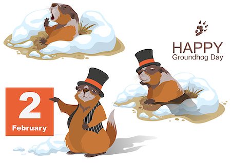 simsearch:400-04665876,k - Happy Groundhog Day. Marmot holding February 2. Illustration in vector format Foto de stock - Super Valor sin royalties y Suscripción, Código: 400-08377605