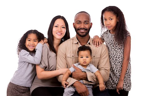 simsearch:695-05773921,k - casual young mixed family on white isolated background Photographie de stock - Aubaine LD & Abonnement, Code: 400-08377765