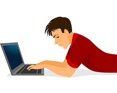 simsearch:400-08161788,k - Vector illustration of a young man typing on laptop Foto de stock - Super Valor sin royalties y Suscripción, Código: 400-08377868