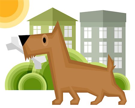 Vector illustration of a dog with bone on the yard Foto de stock - Super Valor sin royalties y Suscripción, Código: 400-08377862