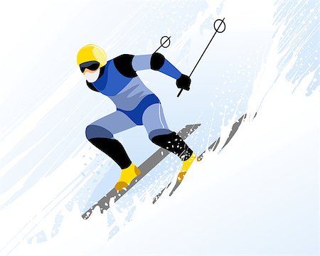 ski cartoon color - Vector illustration of a man riding on skis Stock Photo - Budget Royalty-Free & Subscription, Code: 400-08377875