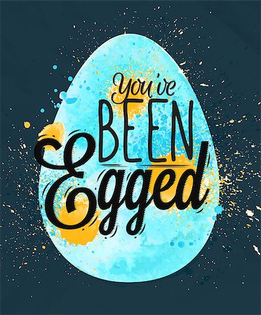 easter eggs in a dark color - Happy easter egg poster painted pastel colored stylized kids style on a dark blue background Stock Photo - Budget Royalty-Free & Subscription, Code: 400-08378208