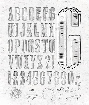 Vintage font set letters in retro style old alphabet Foto de stock - Super Valor sin royalties y Suscripción, Código: 400-08378223