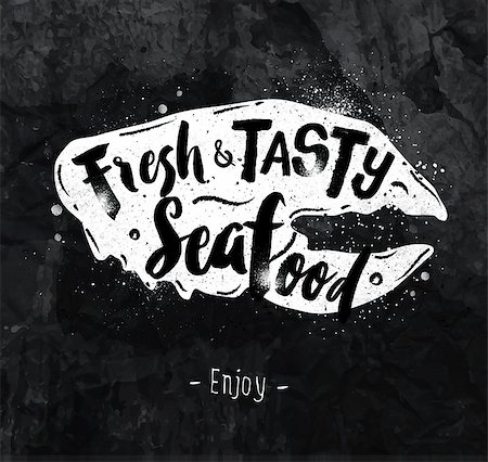 simsearch:400-08378503,k - Poster crab claw lettering fresh and tasty seafood drawing with chalk on the blackboard Stock Photo - Budget Royalty-Free & Subscription, Code: 400-08378373