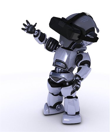 simsearch:400-08621230,k - 3D Render of a Robot with VR Headset Foto de stock - Super Valor sin royalties y Suscripción, Código: 400-08378566