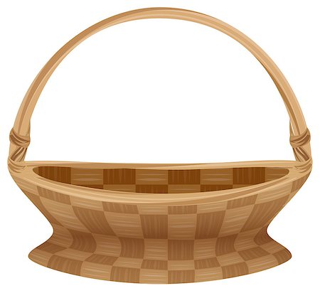 simsearch:400-05194830,k - Empty wicker basket with handle. Straw basket. Isolated on white vector illustration Stockbilder - Microstock & Abonnement, Bildnummer: 400-08378615