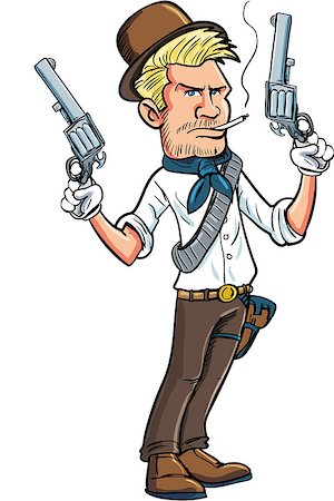 ranch cartoon - Cartoon cowboy character with two six guns. Isolated Stock Photo - Budget Royalty-Free & Subscription, Code: 400-08378627