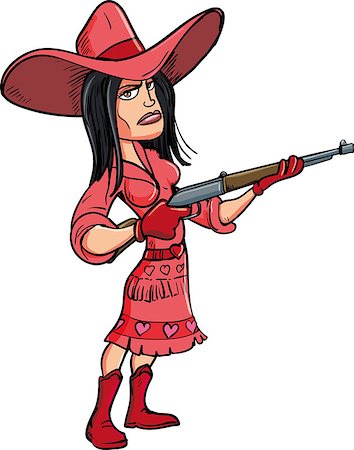 simsearch:400-04357207,k - Cartoon cowgirl with a rifle.Isolated on white Stock Photo - Budget Royalty-Free & Subscription, Code: 400-08378622