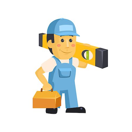 Friendly builder worker man with tools, carrying a level bubble and a belt with tools vector illustration Photographie de stock - Aubaine LD & Abonnement, Code: 400-08378641