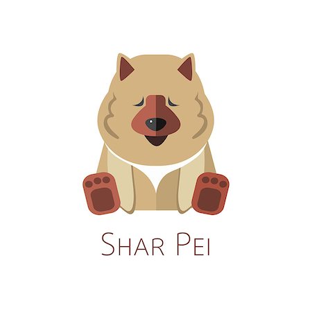 fashion dog cartoon - Shar Pei. Funny cartoon character vector dog Stock Photo - Budget Royalty-Free & Subscription, Code: 400-08378642