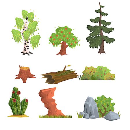 simsearch:400-08379558,k - Trees, Bushes and Nature Elements, Vector Collection Fotografie stock - Microstock e Abbonamento, Codice: 400-08378660