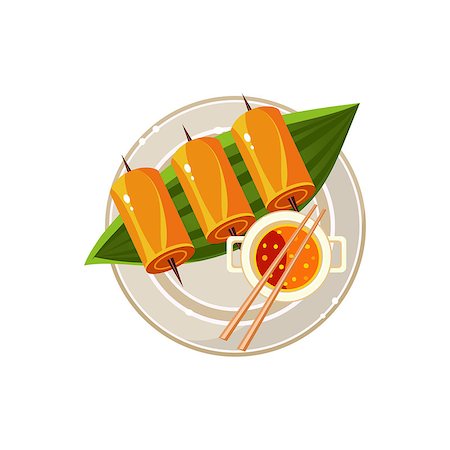 simsearch:400-07420762,k - Fish Rolls and Soup on a Plam Served Food Served Food. Colourful Vector Illustration Photographie de stock - Aubaine LD & Abonnement, Code: 400-08378673