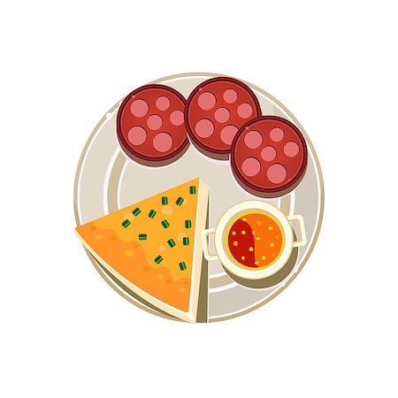 simsearch:400-07420762,k - Pizza, Sausage and Soup Served Food. Colourful Vector Illustration Photographie de stock - Aubaine LD & Abonnement, Code: 400-08378687