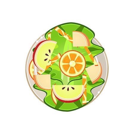 simsearch:400-07420762,k - Salad with Oranges and Apple Served Food. Colourful Vector Illustration Photographie de stock - Aubaine LD & Abonnement, Code: 400-08378682