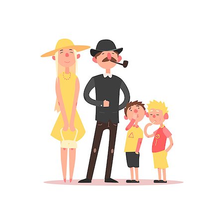 simsearch:400-04594724,k - Family with Parents Wearing Hats. Flat Vector Illustration Stock Photo - Budget Royalty-Free & Subscription, Code: 400-08378707