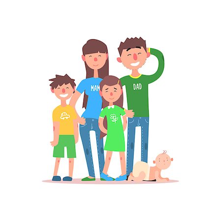 simsearch:400-04594724,k - Family with Parents Wearing Jeans. Flat Vector Illustration Stock Photo - Budget Royalty-Free & Subscription, Code: 400-08378708