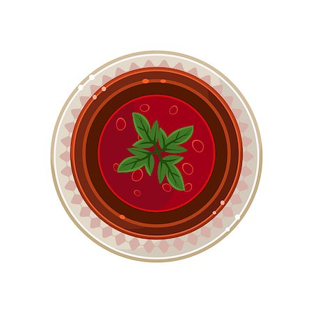 rote-beete-suppe - Borscht in a Bowl Served Food. Colourful Vector Illustration Stockbilder - Microstock & Abonnement, Bildnummer: 400-08378700