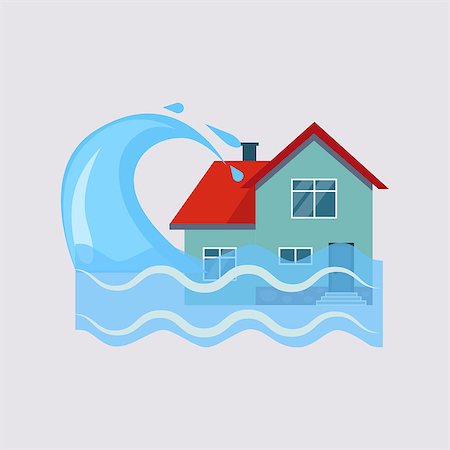 Flood House Insurance Colourful Vector Illustration flat style Stock Photo - Budget Royalty-Free & Subscription, Code: 400-08378714